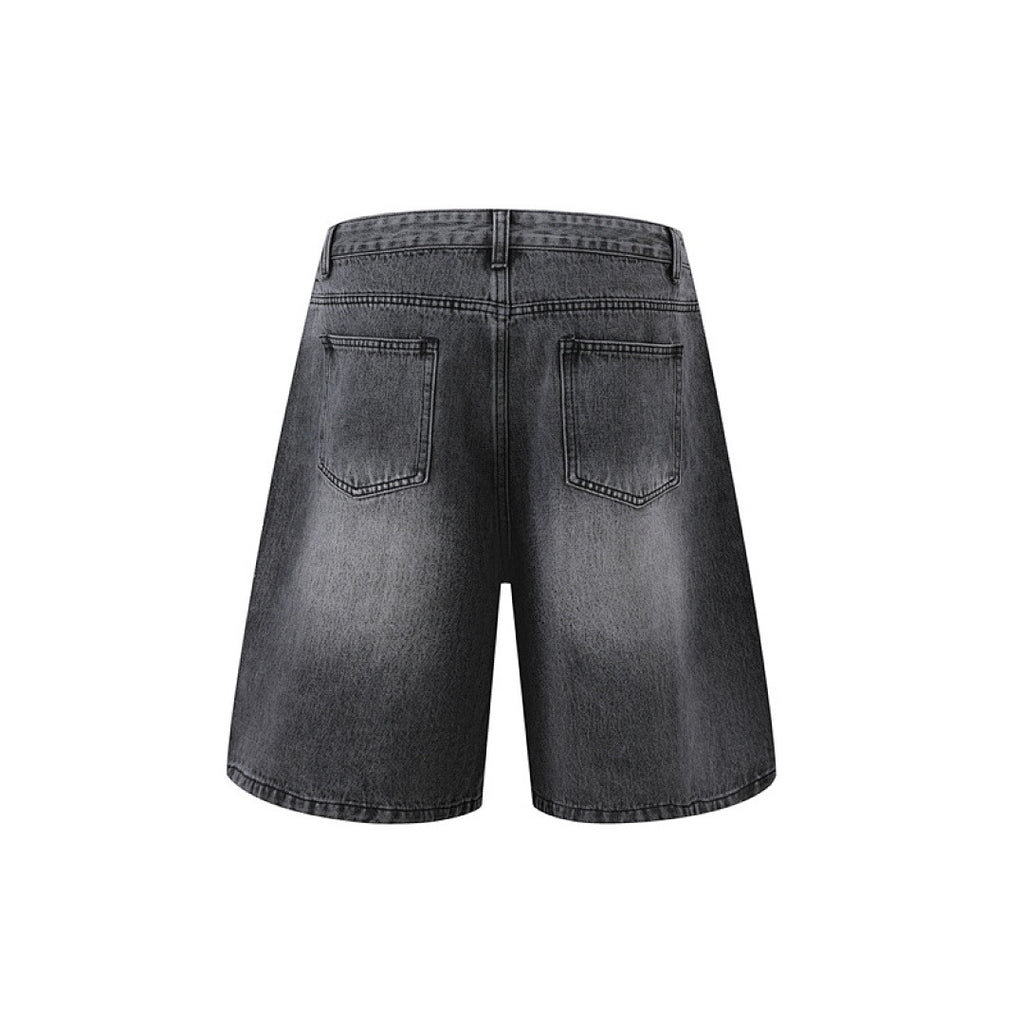 Rhinestone Denim Shorts - Grey