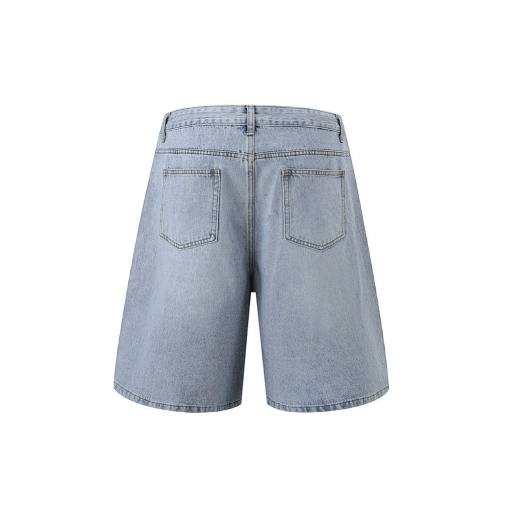 Rhinestone Denim Shorts - Light Blue