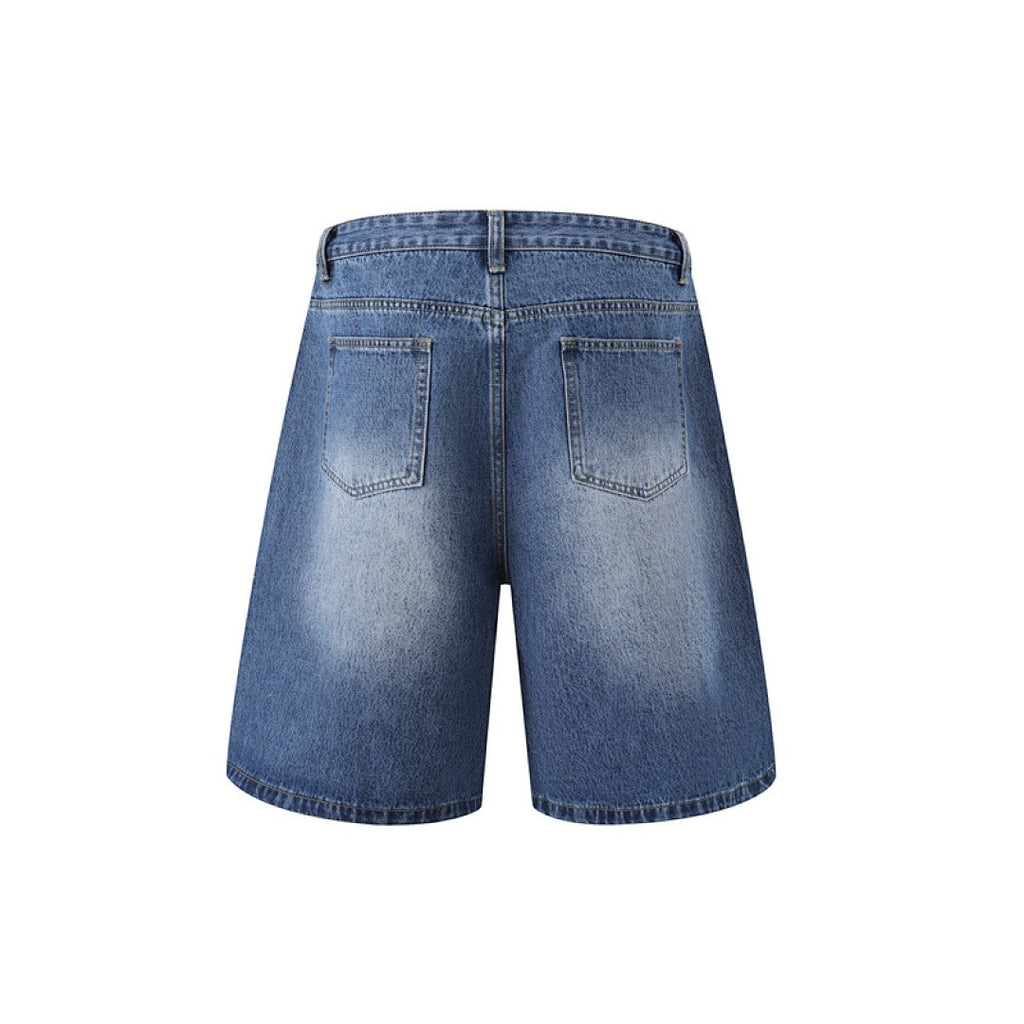 Rhinestone Denim Shorts - Blue
