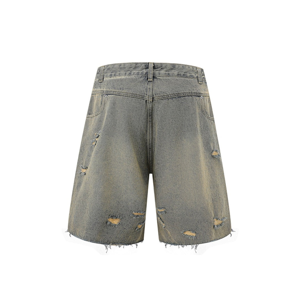 Ripped Denim Shorts - Vintage Wash