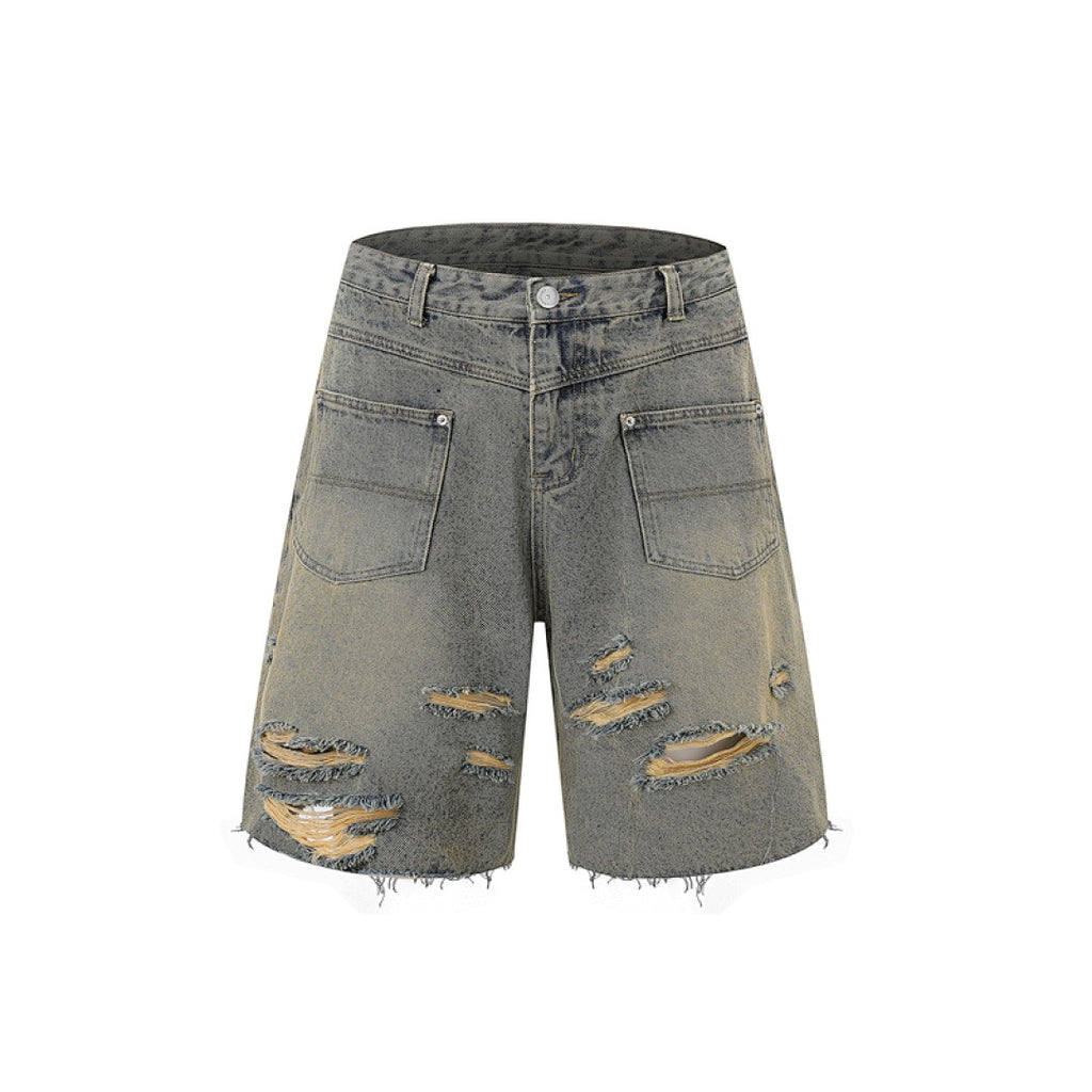 Ripped Denim Shorts - Vintage Wash