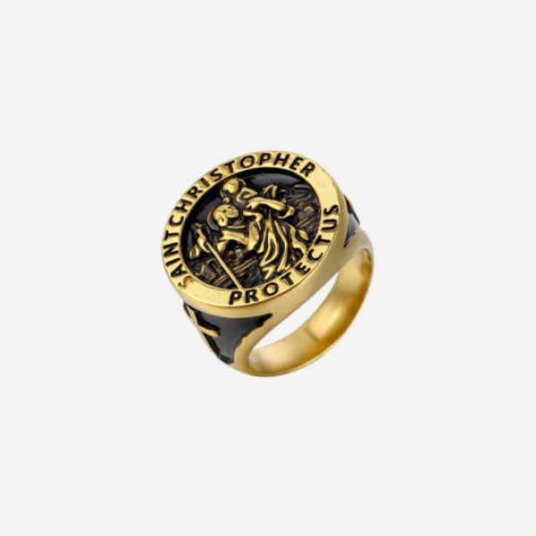 St Christopher Ring - 18K Gold plated