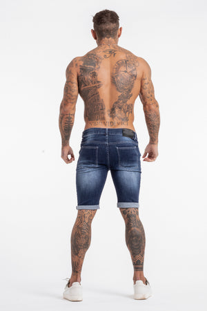 Skinny Denim Shorts - Blue Fade - SAINT JAXON