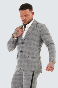 Check Skinny Fit Blazer - Grey - SAINT JAXON
