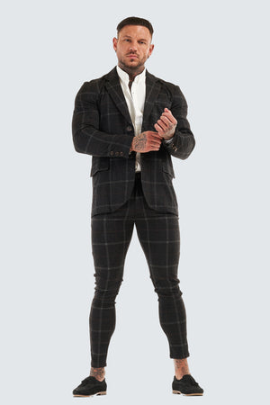 Luxe Check Skinny Fit Blazer - Black - SAINT JAXON