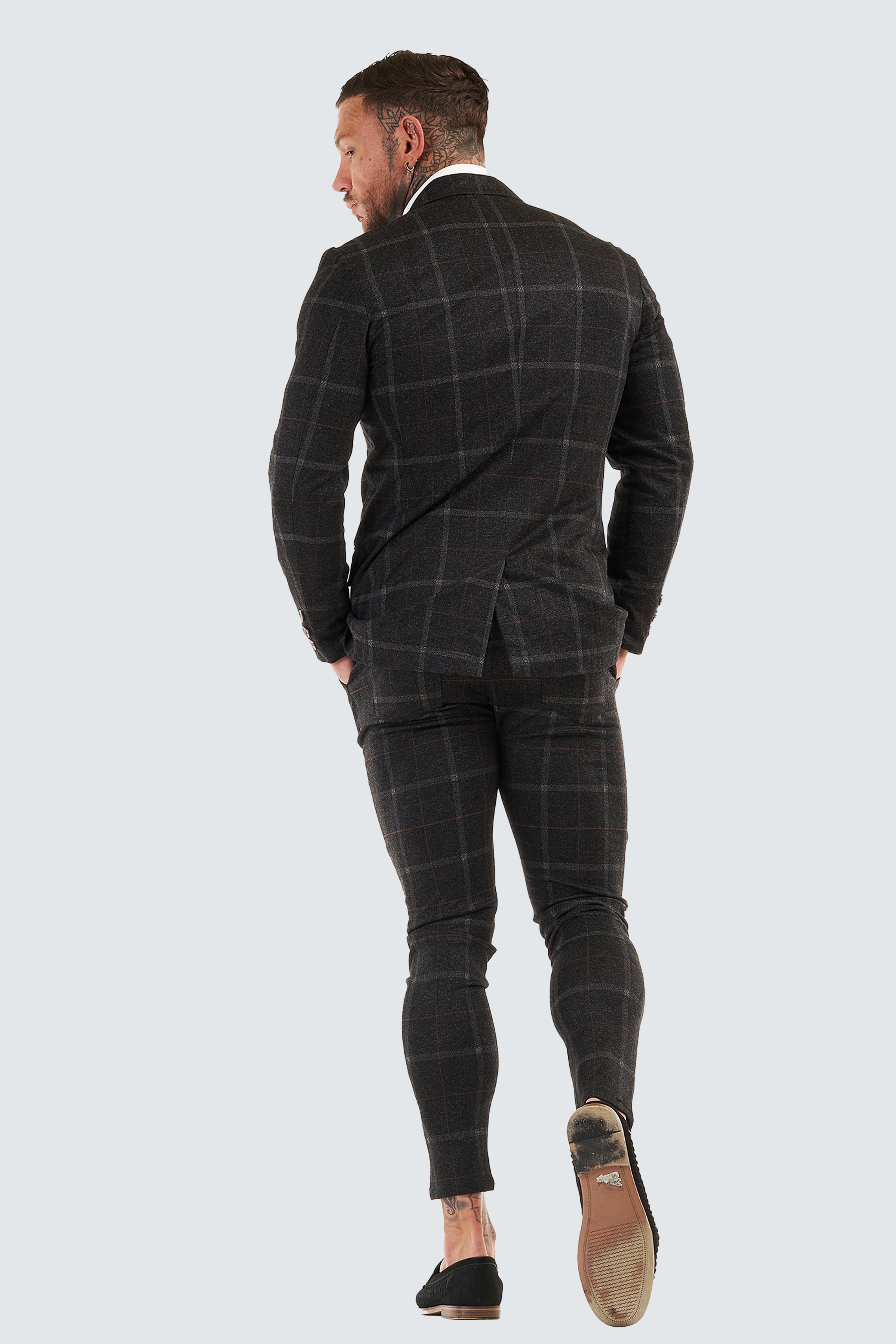 Luxe Check Skinny Fit Blazer - Black - SAINT JAXON