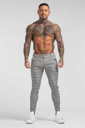Skinny Check Trousers v2 - Grey - SAINT JAXON