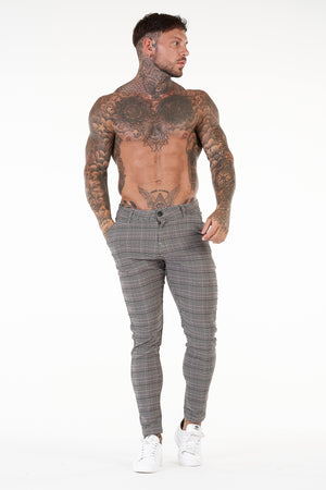 Luxe Skinny Check Trousers - Grey - SAINT JAXON
