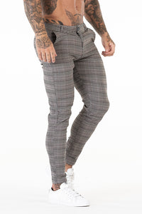Luxe Skinny Check Trousers - Grey - SAINT JAXON