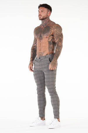 Luxe Skinny Check Trousers - Grey - SAINT JAXON