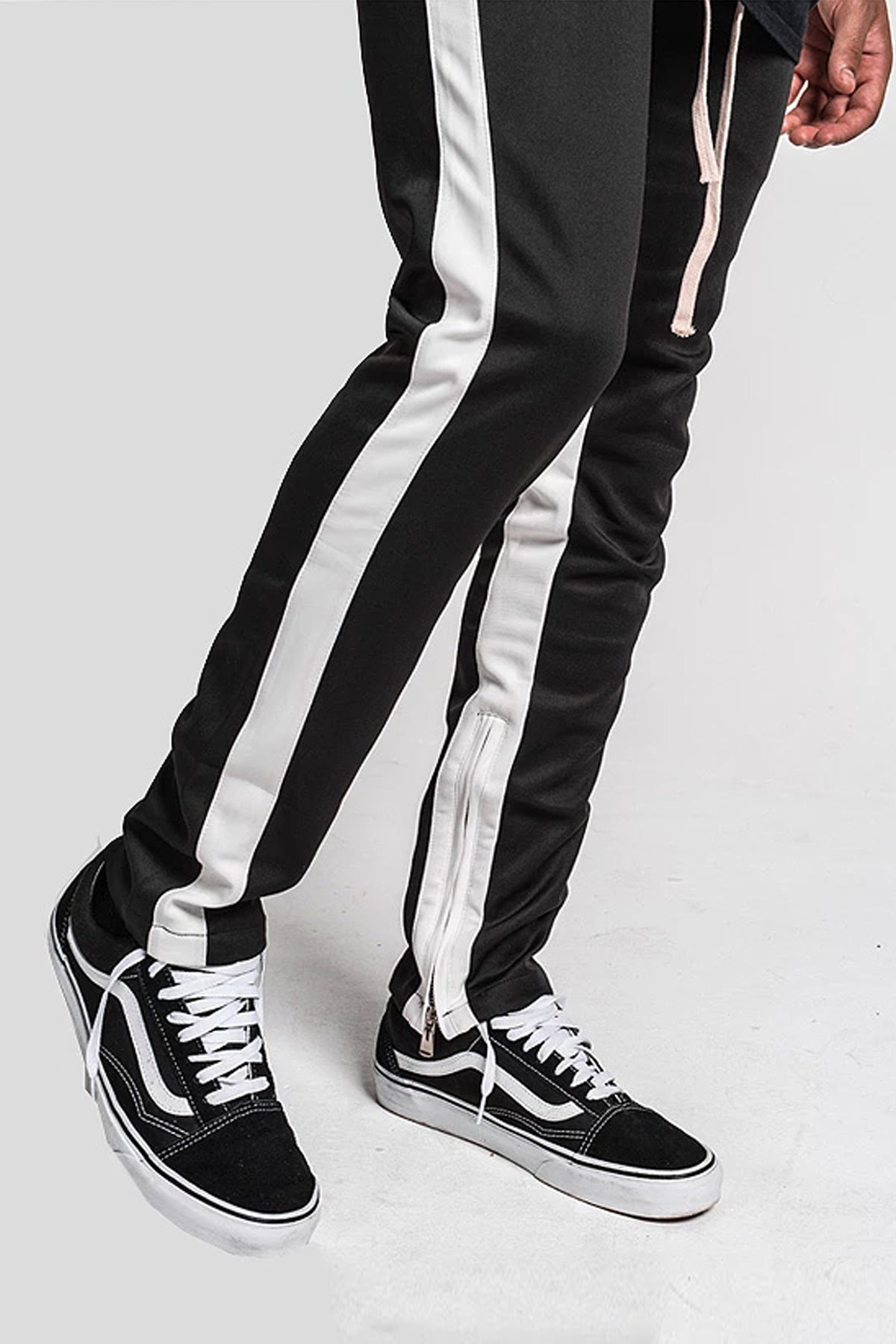 Side Stripe Track Pants - Black / White Stripe - SVPPLY. STUDIOS 
