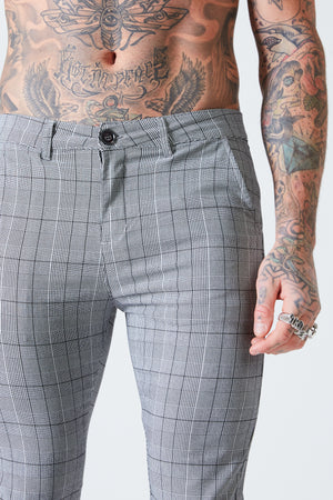 Skinny Cropped Check Trousers - Grey - SVPPLY. STUDIOS 