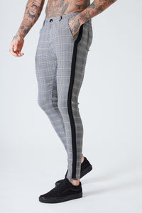 Check Trousers with Black Stripe - Stone Grey - SVPPLY. STUDIOS 