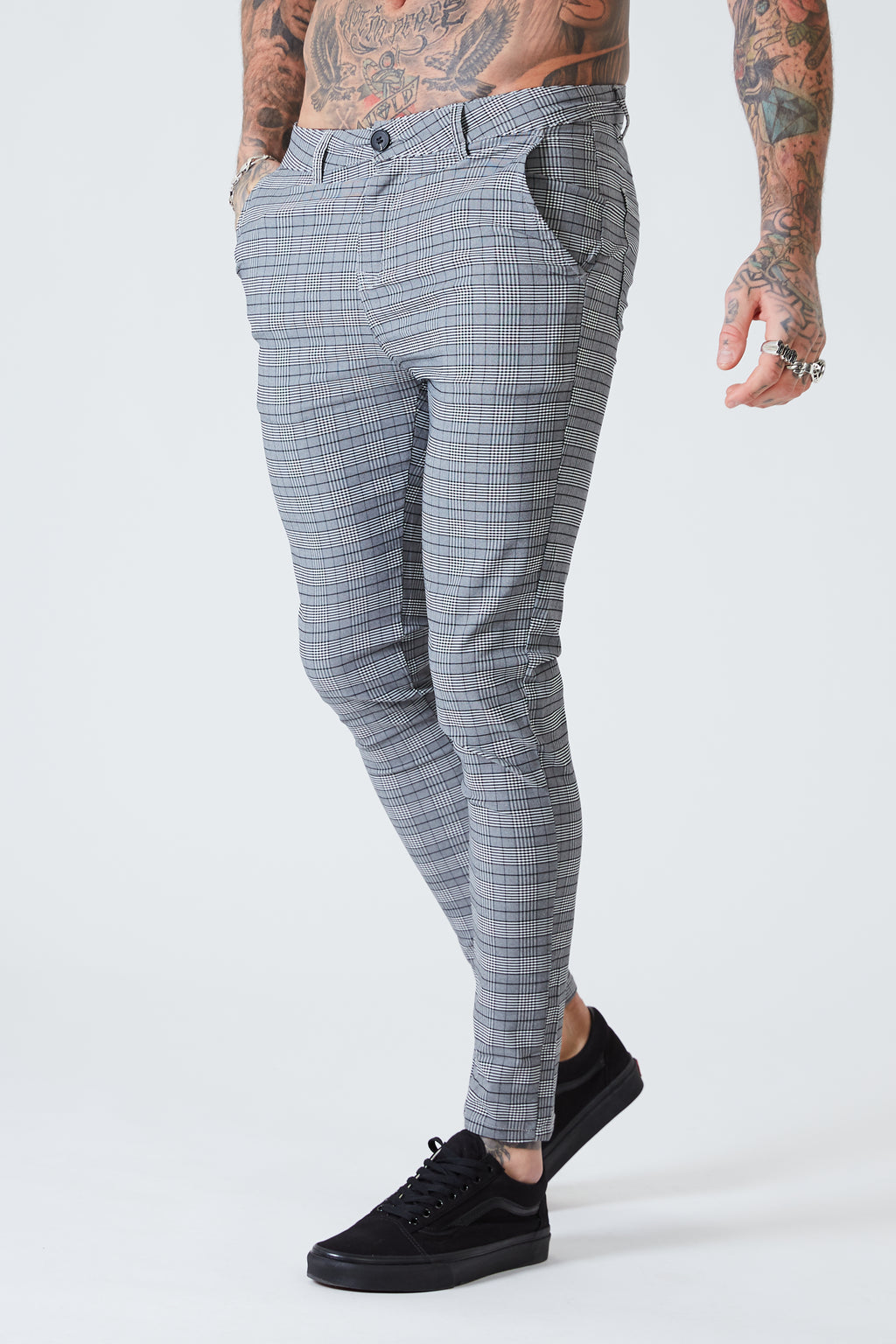 Skinny Check Suit Trousers  boohooMAN