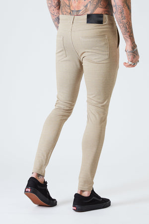 Luxe Skinny Pin Stripe Trousers - Tan - SAINT JAXON
