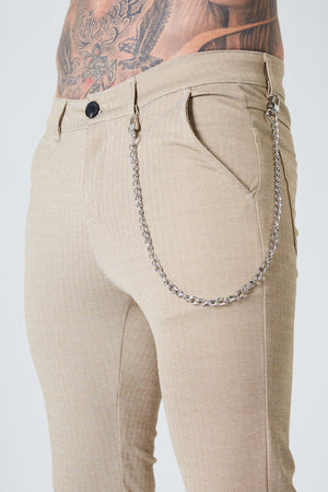Luxe Skinny Pin Stripe Trousers - Tan - SVPPLY. STUDIOS 