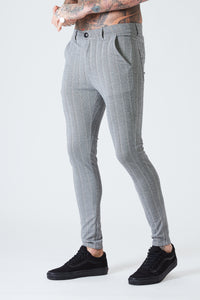 Luxe Skinny Pin Stripe Trousers - Grey - SVPPLY. STUDIOS 