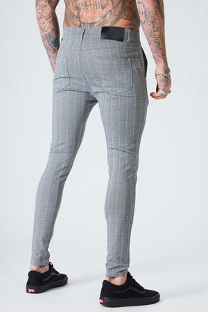 Luxe Skinny Pin Stripe Trousers - Grey - SAINT JAXON