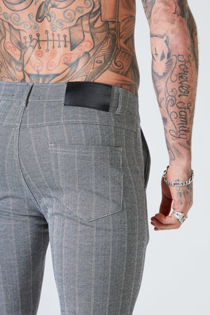 Luxe Skinny Pin Stripe Trousers - Grey - SAINT JAXON