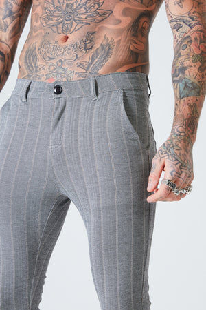 Luxe Skinny Pin Stripe Trousers - Grey - SVPPLY. STUDIOS 