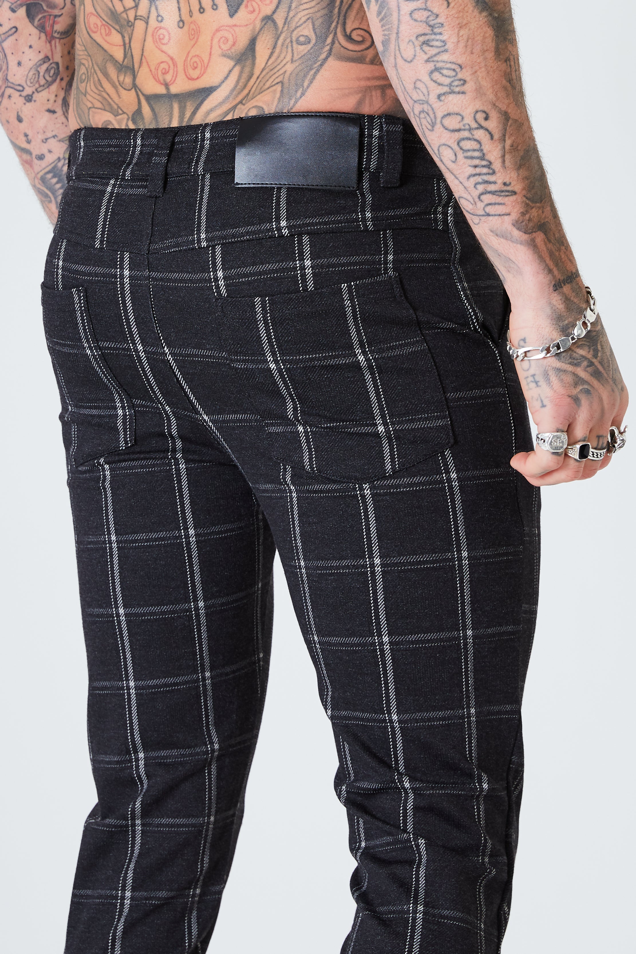 Luxe Grid Check Trousers - Black - SAINT JAXON