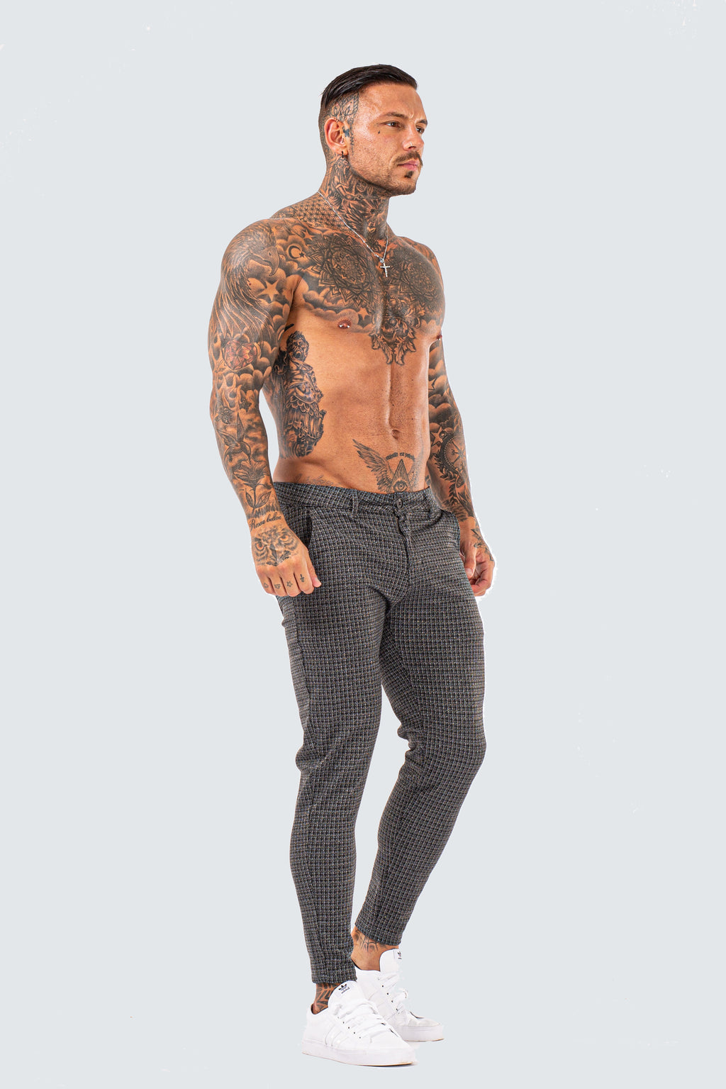 Luxe Skinny Check Trousers - Dark Grey - SVPPLY. STUDIOS 