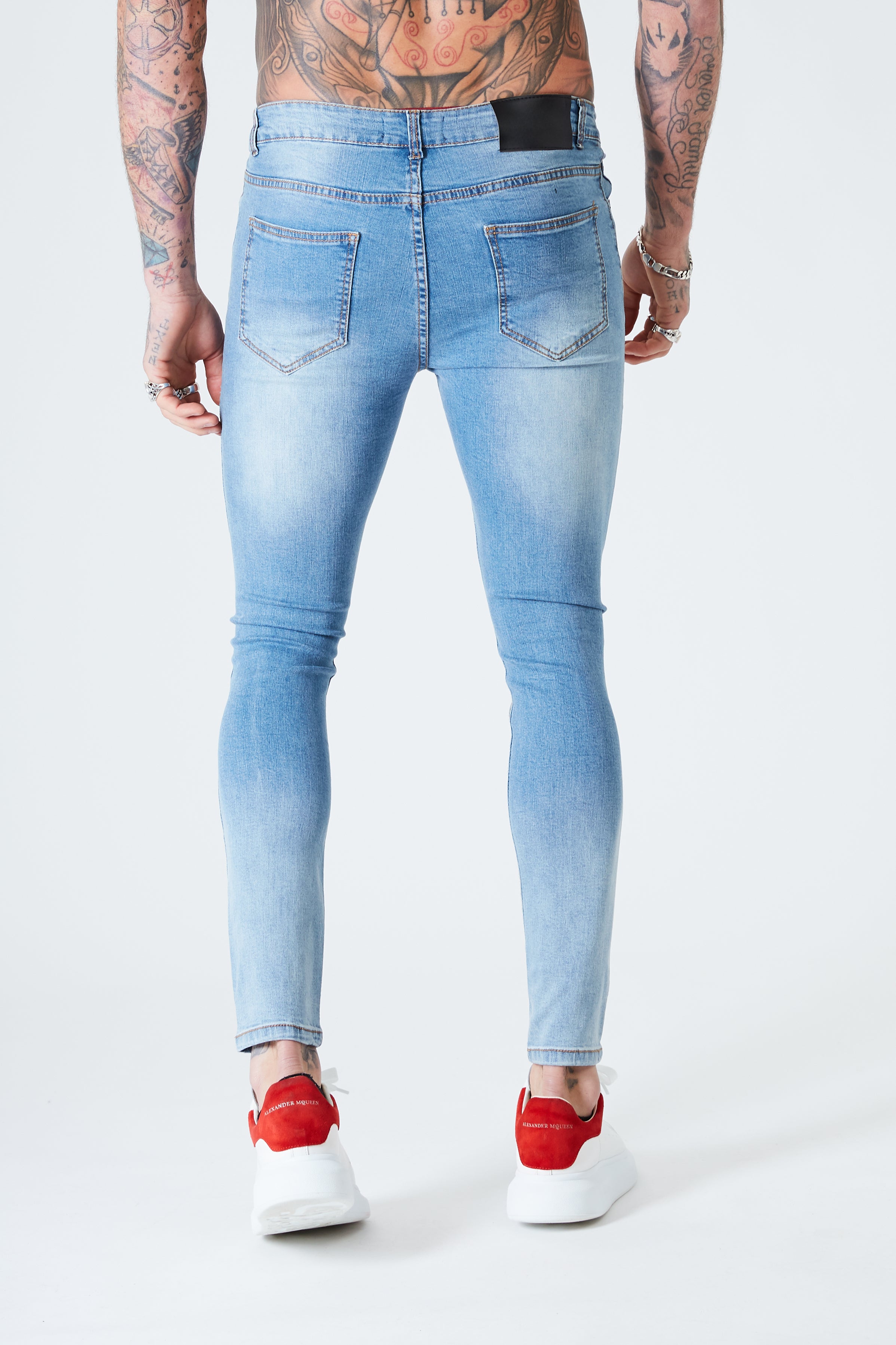 Ripped & Repaired Spray on Jeans - Blue Fade - SAINT JAXON