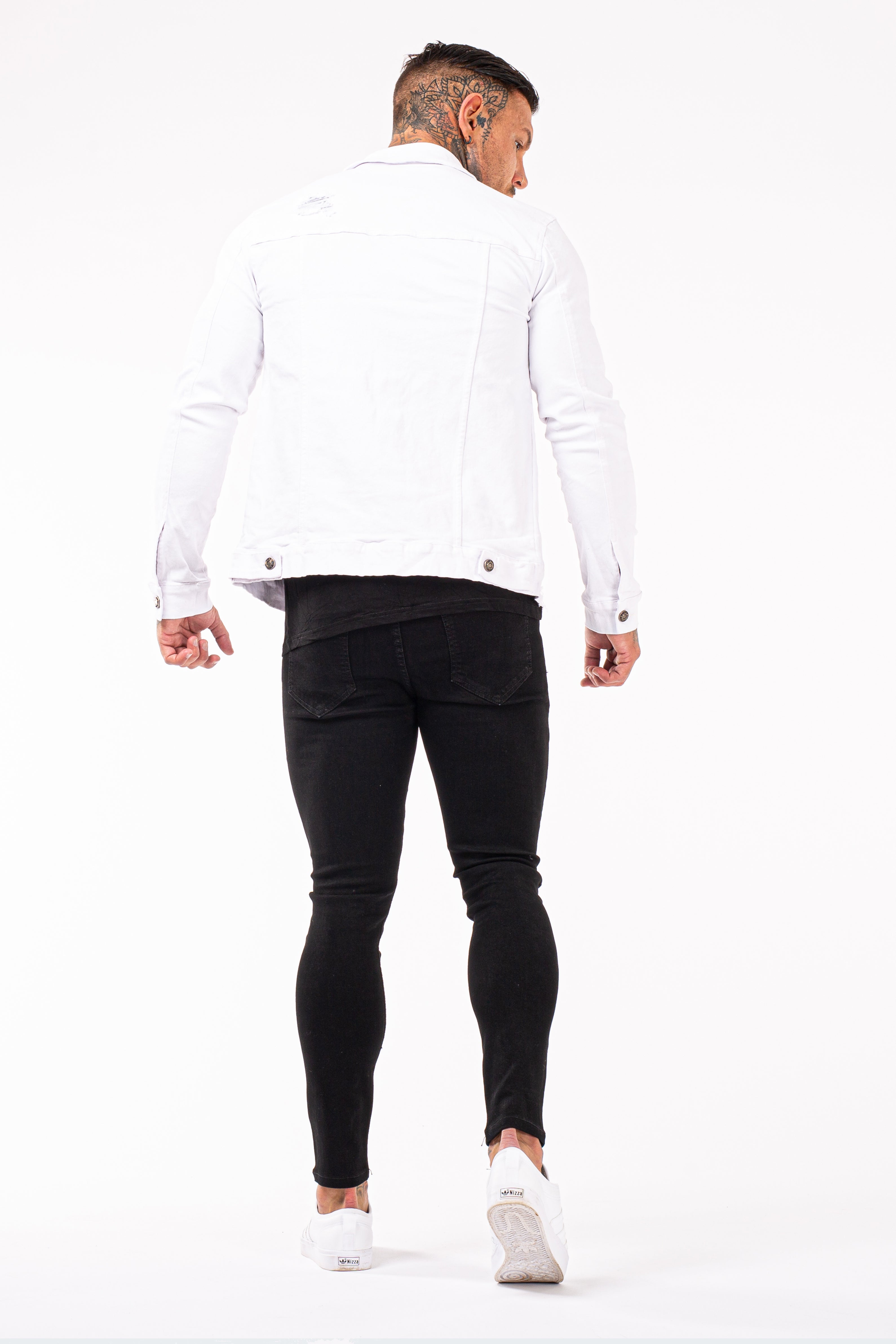 Distressed Denim Jacket - White - SVPPLY. STUDIOS 